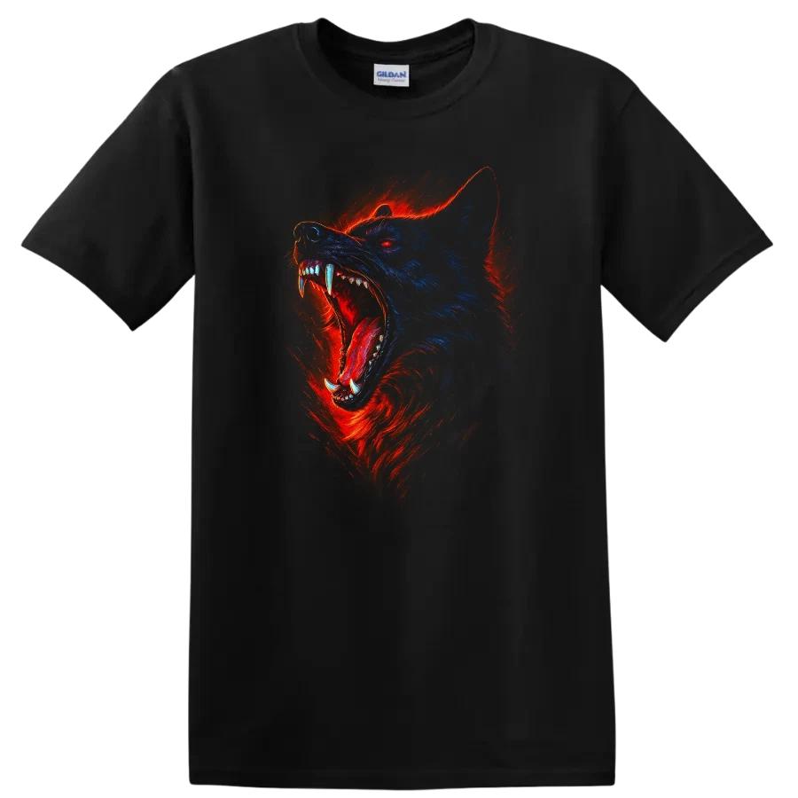Wolf Graphic T Shirt Fierce Howling Design Dark Urban Streetwear Tee
