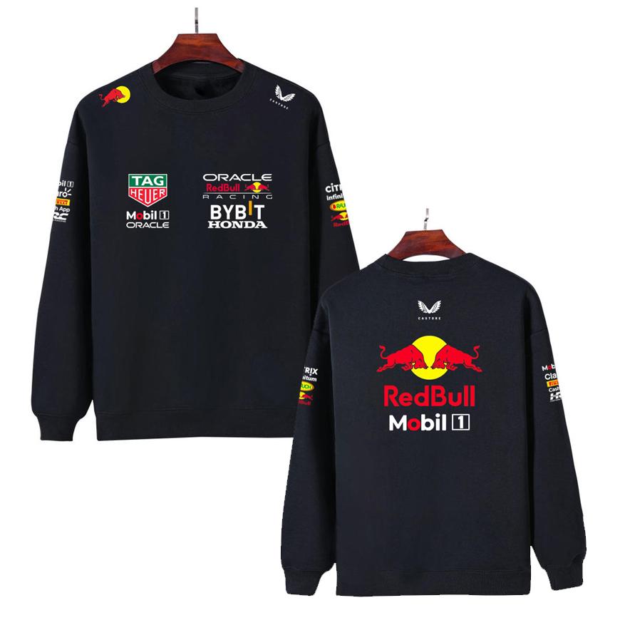 Мужчины Женщины Утепленный Осенний и Зимний Свитшот с Принтом F1 Red Bull Racing Круглый Вырез Повседневный Свободный С Длинным Рукавом Пуловер Спортивный Уличная Одежда