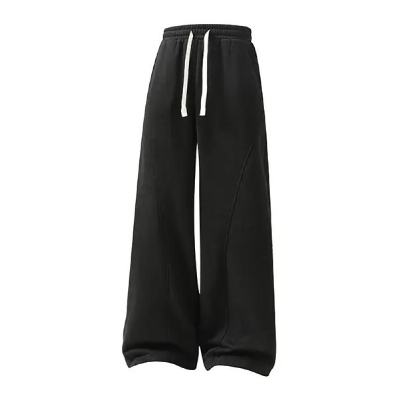 High Waist Relaxed Fit Trousers Solid Color Casual Pants Street Style Vintage Sweatpants Women