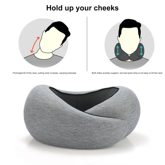 Travel Neck Pillow Aircraft Memory Foam Neck Support Cushion Adjustable Ergonomic Design Washable Neck Support Pillow