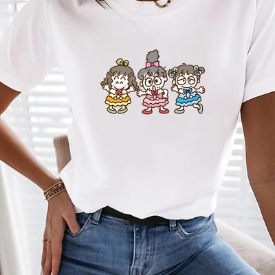 Вышитая футболка-аппликация - Повседневный Модный Уникальный Стильный