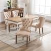 Dining Chair (Kitchen Chair with Unique Door Knocker on the Back, 4 pcs), Upholstered Chair with Nailhead Trim, Solid Wood Legs, Velvet Cover, Beige