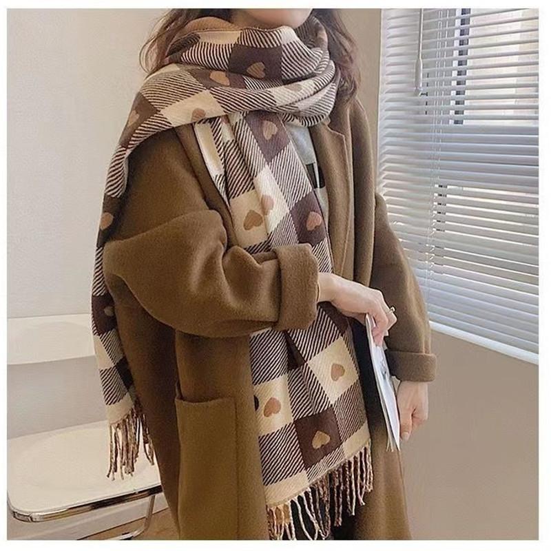 New Winter Scarf Cashmere Brand Women Shawl Luxury Plaid Thick Warm Pashmina Wrap Hijab Foulard Bufanda Female Stoles