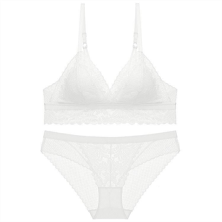 Комплект ультратонкого бесшовного треугольного бюстгальтера из французского кружева - Удобный, Дышащий, Сексуальный пуш-ап дизайн