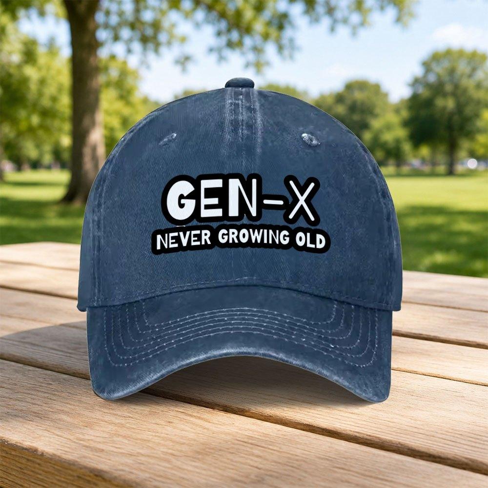 Classic GENX Letter Print Washed Baseball Cap Unisex Duckbill Hat Retro Casual Outdoor Fashion Accessory