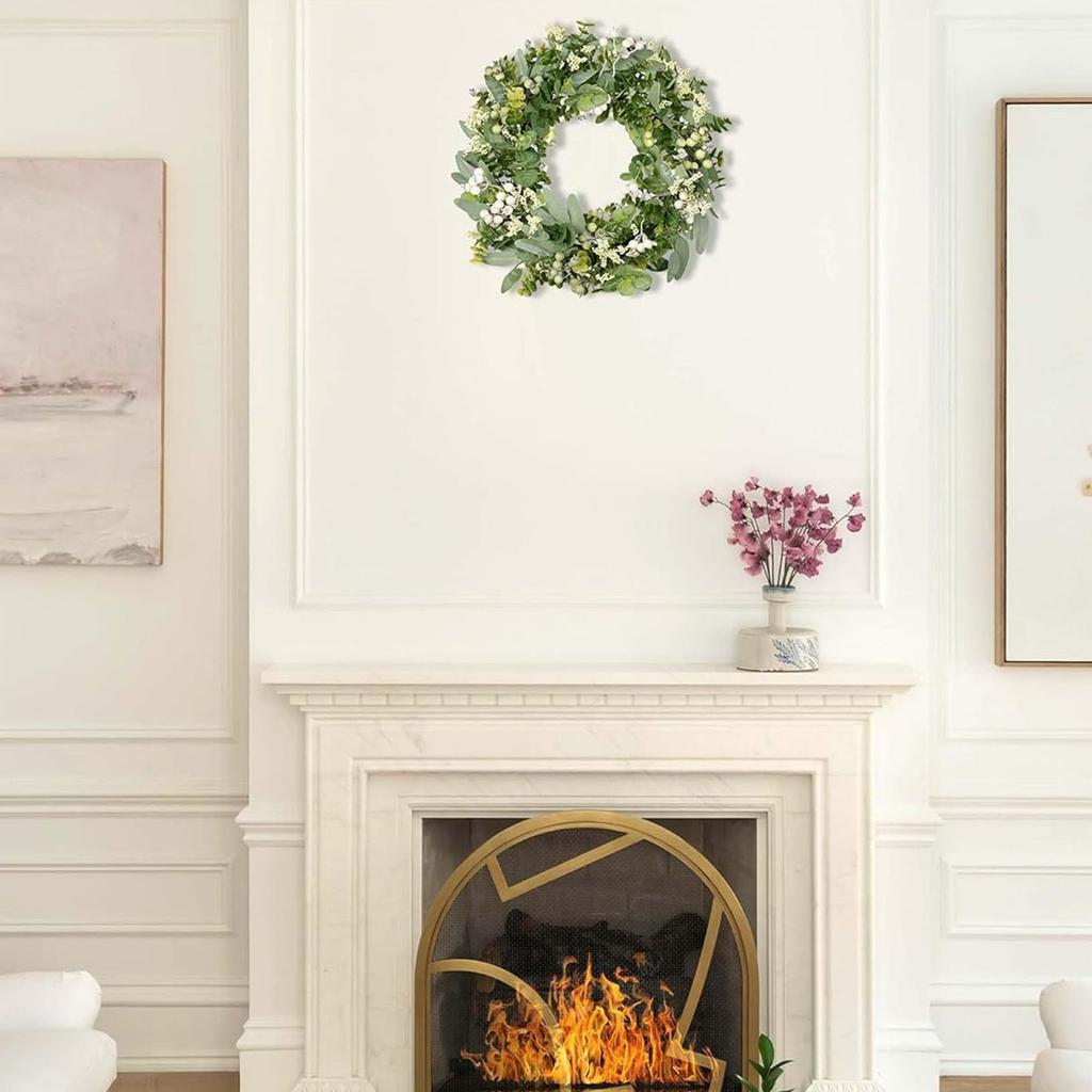 45cm Artificial Flower Eucalyptus Wreath Outdoor Front Door Wall Window Decoration Simulation Holiday Celebration Wreath