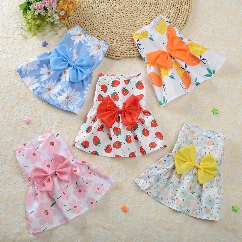 Pet Dog Dress with Printed Knot, Cute Chihuahua Princess Skirts, Pet Dress for Small and Medium Dogs, Dog Wedding Dresses, York Clothes
