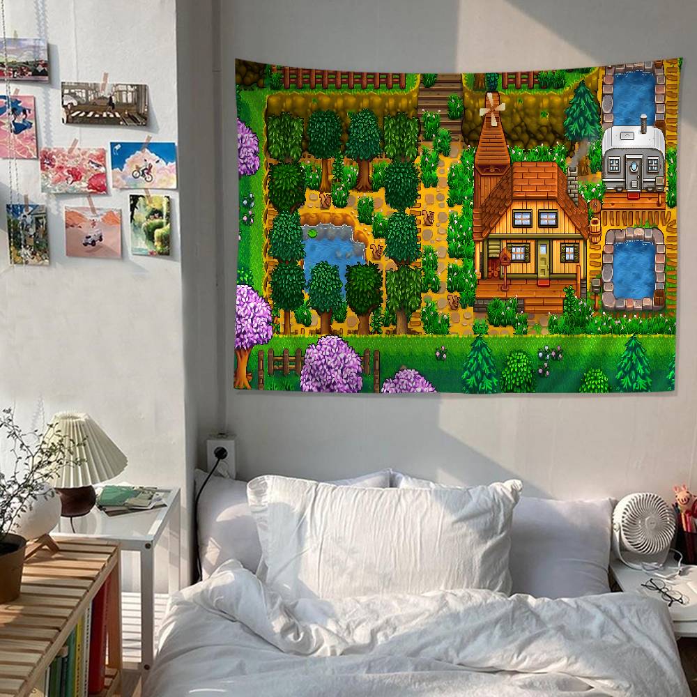 Игровой SStardew Valley Аниме Гобелен Подвесной Таро Хиппи Настенные Ковры Комната Домашний Декор