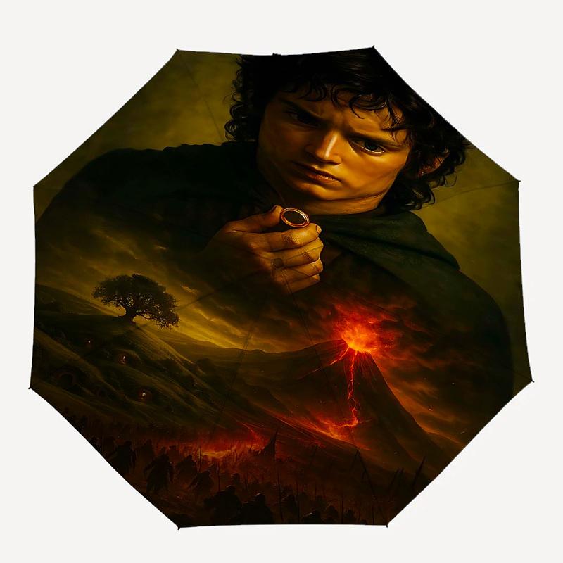 1pc Lord of the Rings volcano Automatic Folding Umbrella - Compact 8-Rib Design, Durable Plastic & Iron1286L