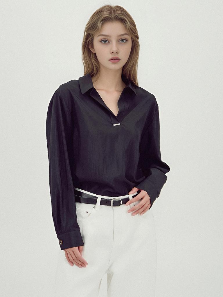 ACUD Glossy Shirt Blouse _Black