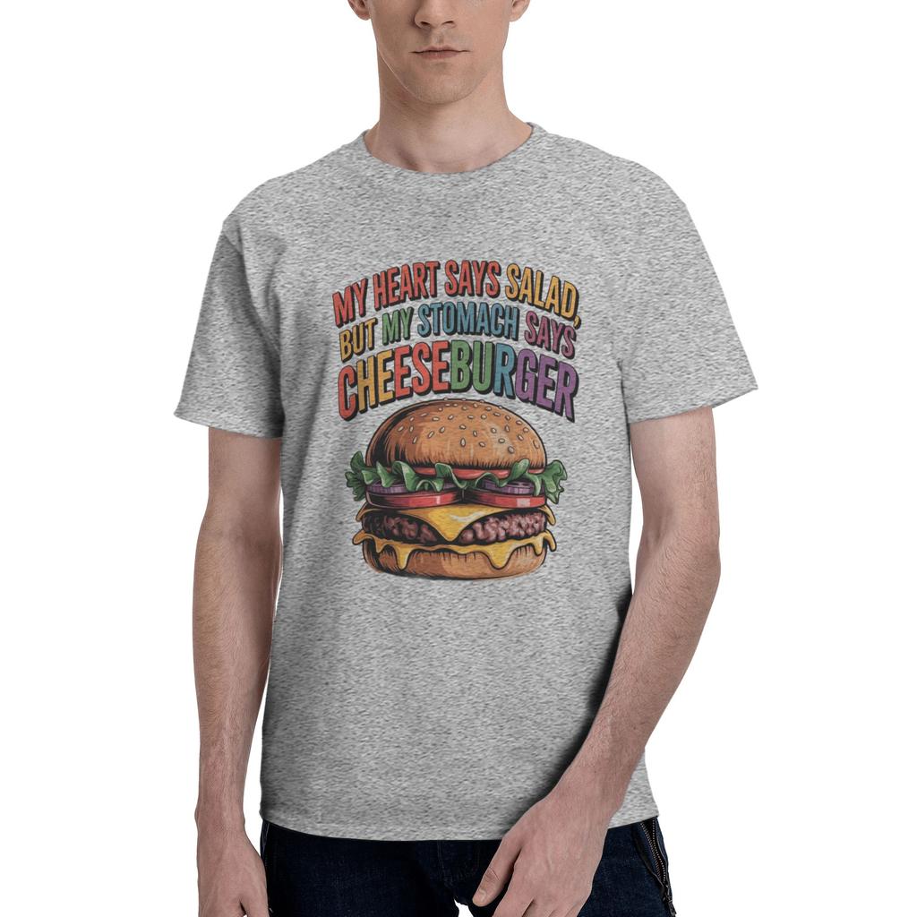 1 Piece Art Funny Graphic 100 Cotton Tshirt Cheeseburger Tops Tees For Unisex