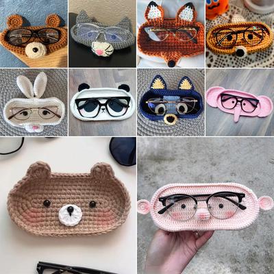 Cartoon Eyeglasses Holder Desktop Decoration Crochet Bear Tray New Eyeglass Tray Mother's Day Gift