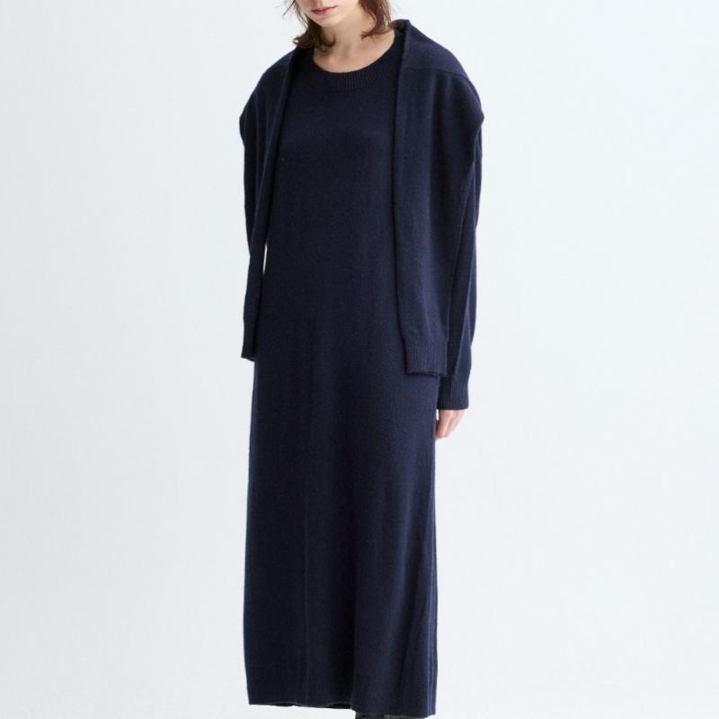 Lapli Double Sleeve Pullover Knit Dress Lkopf125011