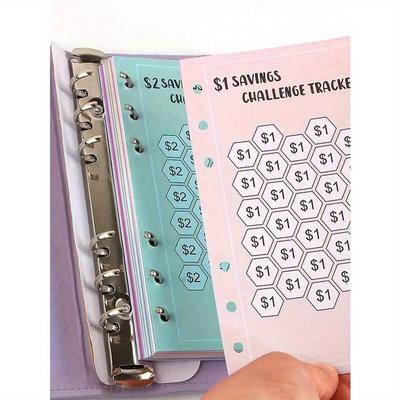 Набор из 48 листов формата А6 с 6 отверстиями, вкладыши для отслеживания долларов, 30-дневный челлендж по экономии денег