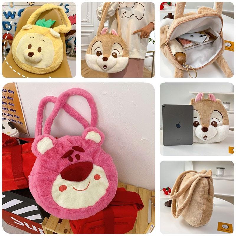 Pineapple Pup And Strawberry Bear Plush Cartoon Shoulder Bag Large Capacity Tote For Everyday Use