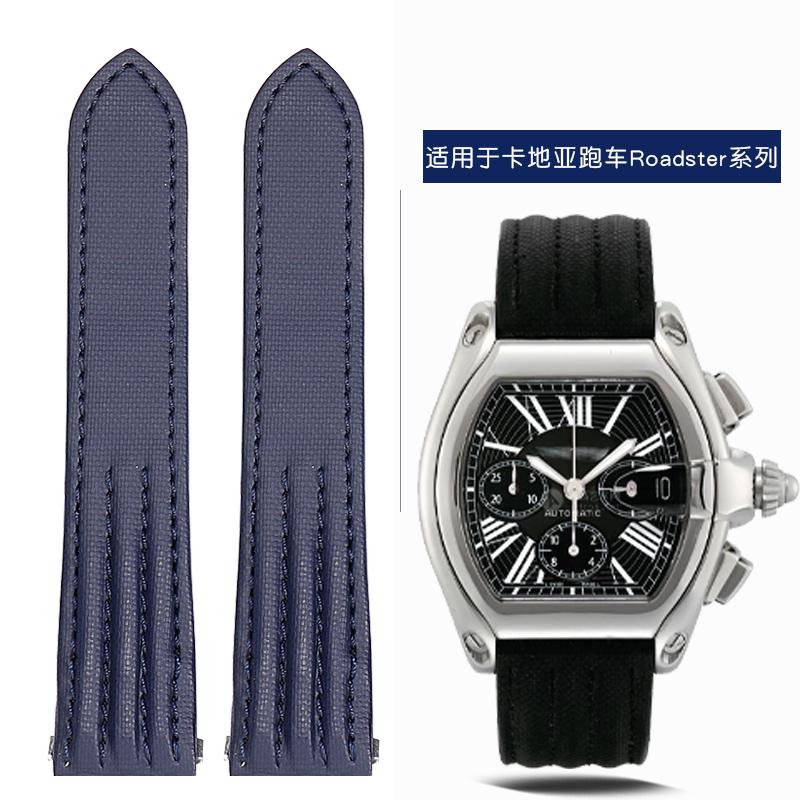 19 мм 20 мм Для Cartier Roadster W6206018 W6206017 Нейлоновый ремешок для часов Мужской Холст Быстрый Металлический адаптер Кожа коровы Аксессуары ремешка для часов