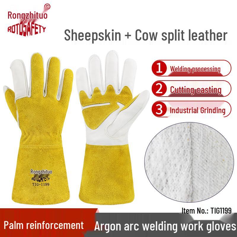 Термостойкие сварочные перчатки из овчины - Подкладка из флиса, Огнеупорные, Износостойкие, Изолирующие