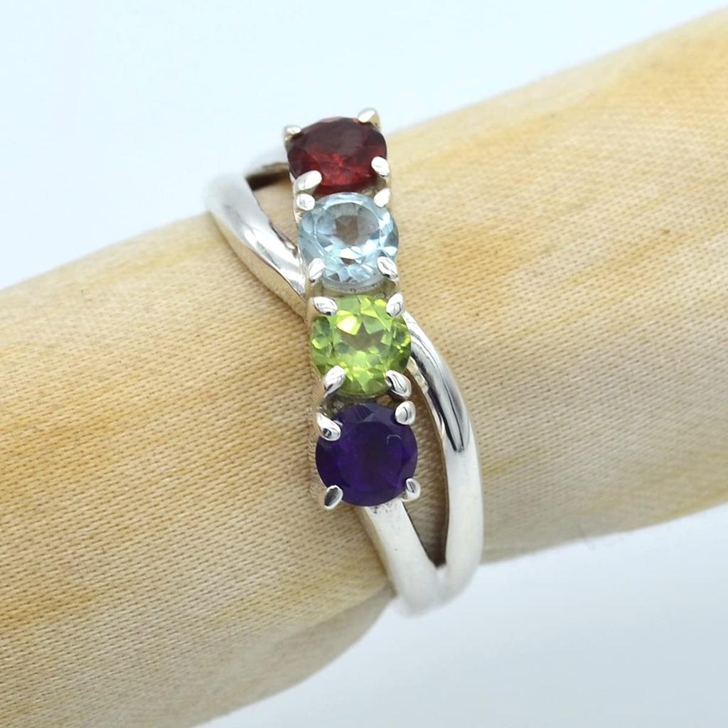 925 Silver Ring, Multi Stone Ring, Handmade Ring, Designer Ring, Statement Ring, Bohemian Ring, Stacking Ring, Mom Gift