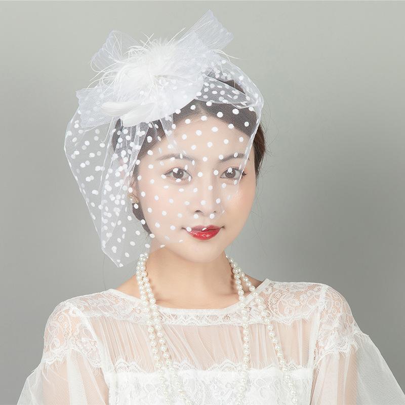Bridal Face Covering Headgear Veil Old Shanghai Cheongsam Accessories Classical Feather Top Hat