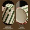 Hand-Painted Striped Ceramic Coffee Mug Novelty Porcelain Tea Cup Gift Espresso Cup  Home Breakfast