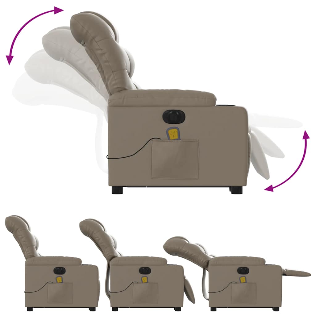 Electric Massage Recliner with Rising Assistance Cappuccino Faux Leather