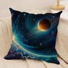 Planet Space Collection Cushion Cover Silky Short Plush Invisible Zipper Dustproof Sofa Pillow Case for Home Decor