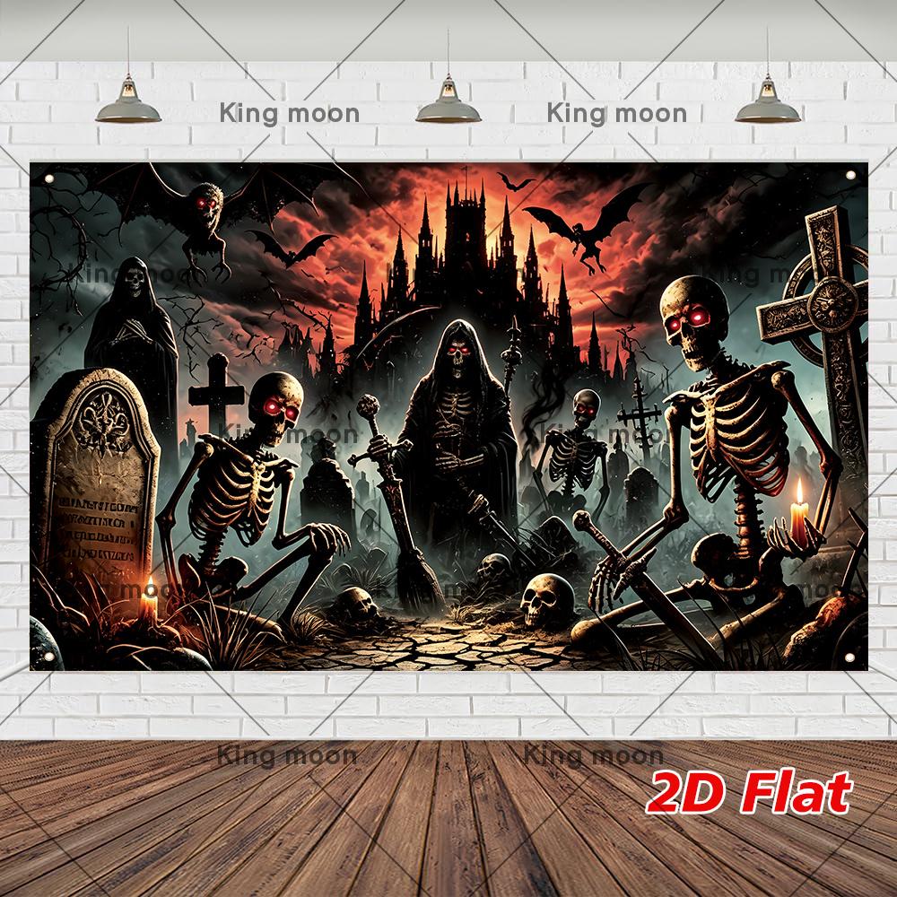 Decorative Photo Backdrop, Polyester Fabric, for Halloween Party Indoor Outdoor Decor