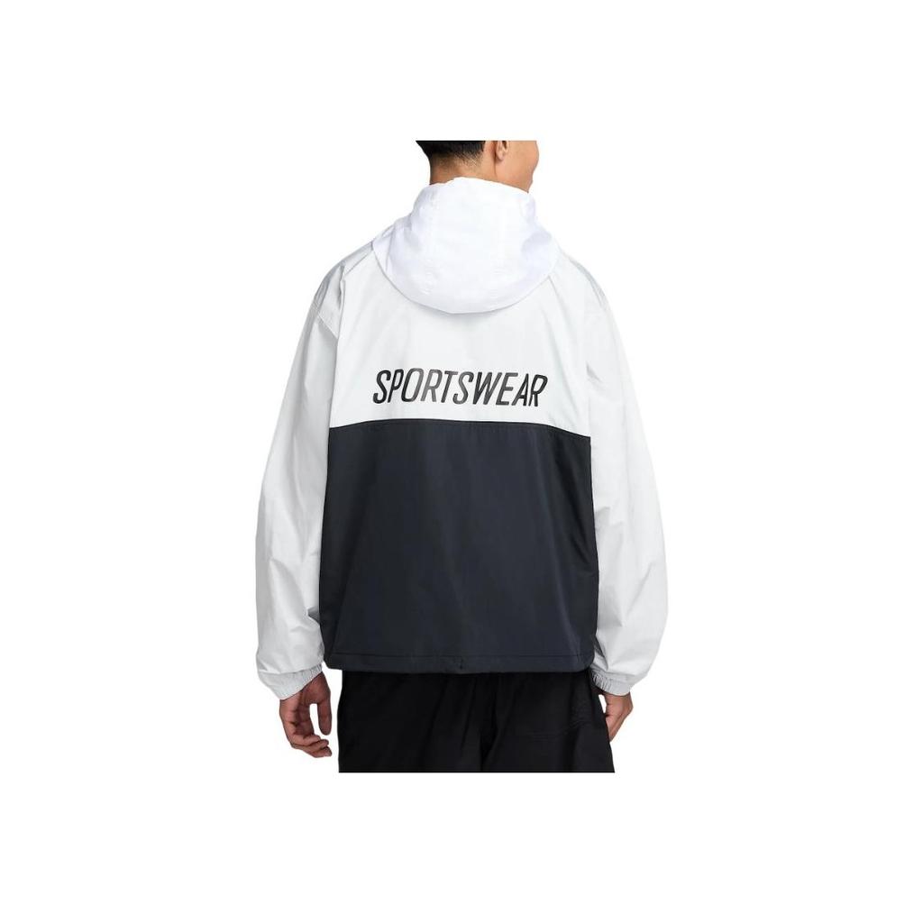 Nike Clubsportswear Marina Hooded Comfortable Fashion Long Sleeve Jacket Men Jacket Photon-Dust Black White HJ1958-025