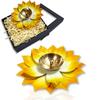 Set of 1 Lotus Shaped Large Size Brass Diya for Puja (6inch Yellow Petals) Center Wick Holder Pital Akhand Kamal Deep Vilakku for Home Décor,
