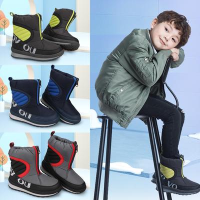 Осенние и зимние хлопковые сапоги для девочек, детские зимние сапоги с подкладкой, детская хлопковая обувь среднего и большого размера для мальчиков