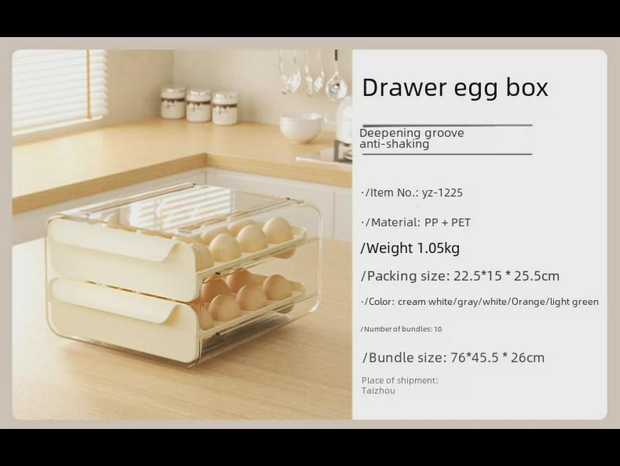 Двухслойный прозрачный контейнер для хранения яиц с 32 отделениями для холодильника или использования на столешнице