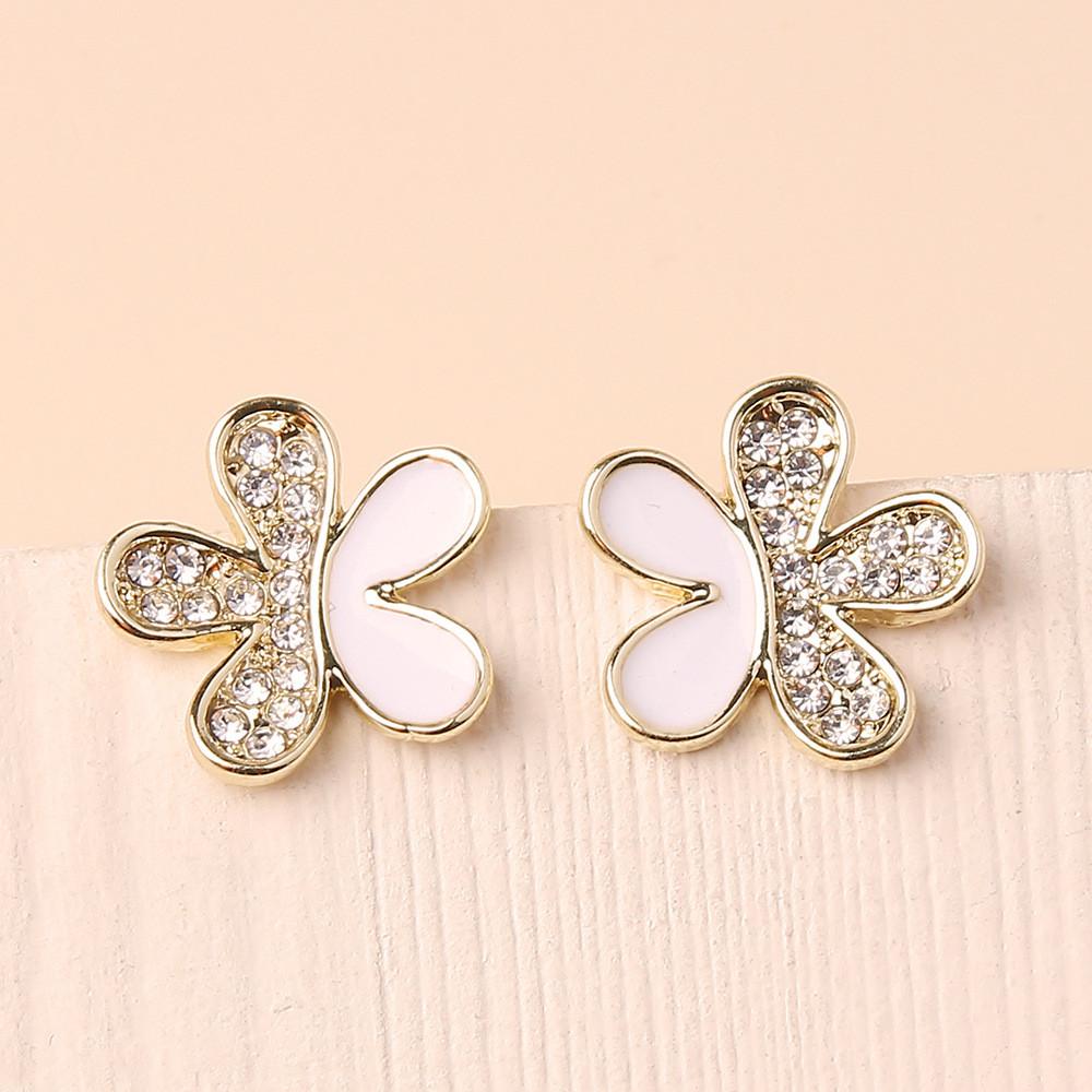 Jewelry Gift For Women Summer Floral Metal Earrings With Detail Sparkling