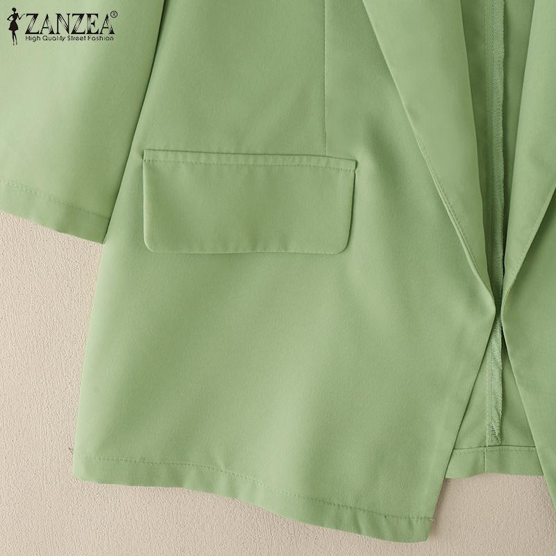 ZANZEA Женская повседневная блузка-кардиган свободного кроя с лацканами и рукавами 3/4