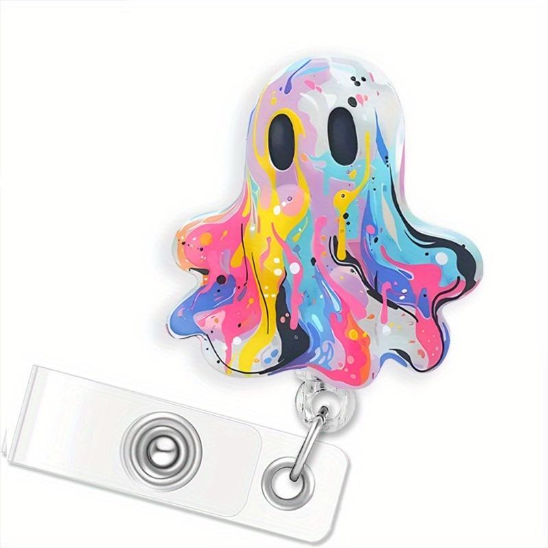Cute Ghost Retractable Badge Reel, Perfect Halloween Accessory for Nurses, Teachers, and Office Staff.