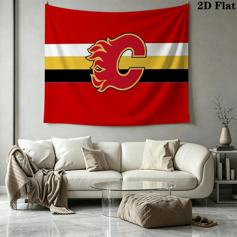 Calgary Flames Wall Tapestry Aesthetic Wall Hanging Printed Fabric Blanket Decorative Tapestries for Bedroom Living Room Home Decor