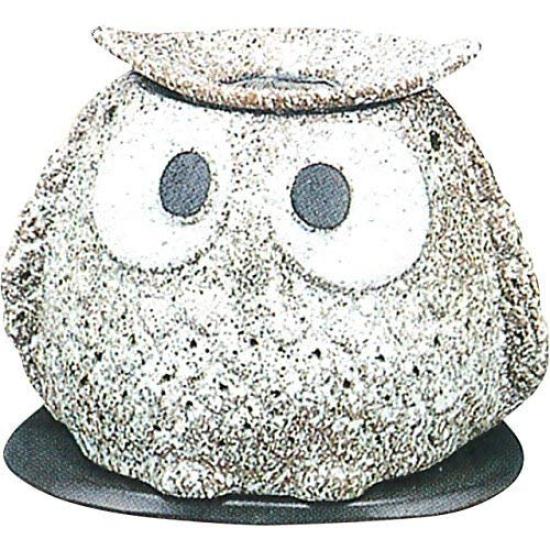 Tokoname Ware Tea Censer: Electric Tea Censer (with ceramic plate, 100V 40W power supply) Yamabo Kiln Stone Owl Design, Multi-purpose, Size: 13 x