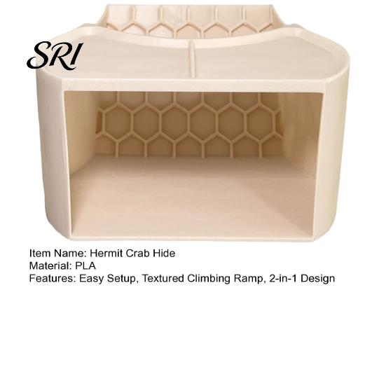 Hermit Crab Hide Food Dish Combo 2-in-1 Cave Shelter Feeding Tank Hideout And Feeder with Climbing Accessory Dual Bowls Textured Ramp Viewing