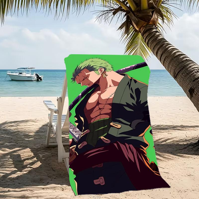 Beach Towel with One Piece Zoro Pattern - soft,absorbent,machine washable Lightweight&Modern,swimming,Travel Essentials