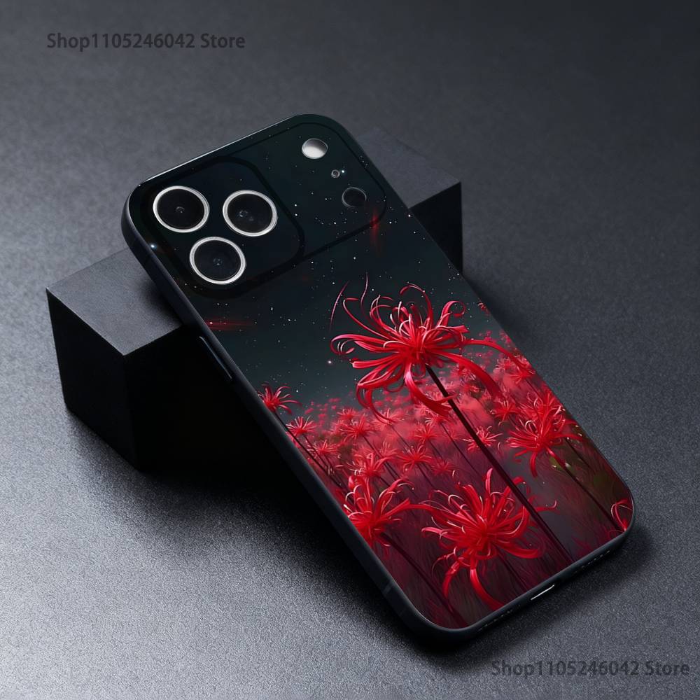 Гуль Алый Паук Лилия Токио Износостойкий Чехол Для Телефона Для iPhone 17,16,15,14,13,12,11,Pro,XS,Max,XR,Plus,E,SE4 Черный Мягкий Чехол