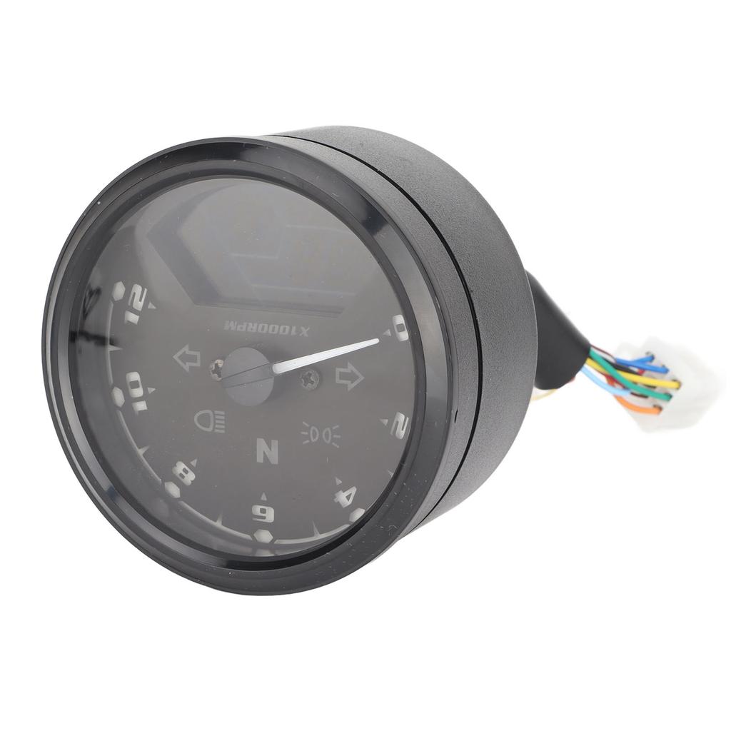 Motorcycle Speedometer Odometer 12000RPM 199KPH Retro LCD Digital Tachometer Gauge Fuel Oil Level Display Meter