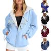 Women's Fashion Casual Long Sleeve Fashion Printed Hoodie Zipper Sweatshirt Pocket Coat