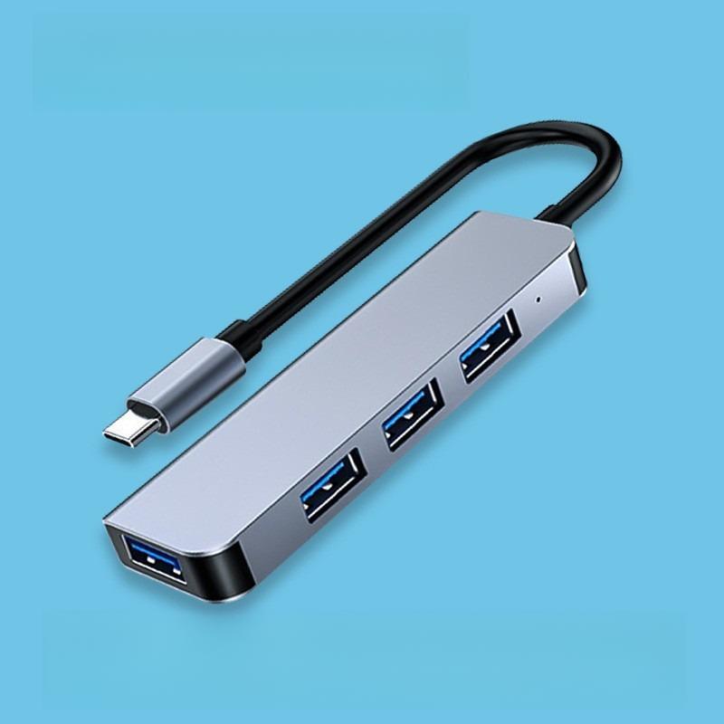 4 Port USB 3.0 Hub, Aluminum Type C Hub with 1xUSB 3.0 + 3xUSB 2.0, Dual Input USB C USB A Option, Bus-Powered USB Expander