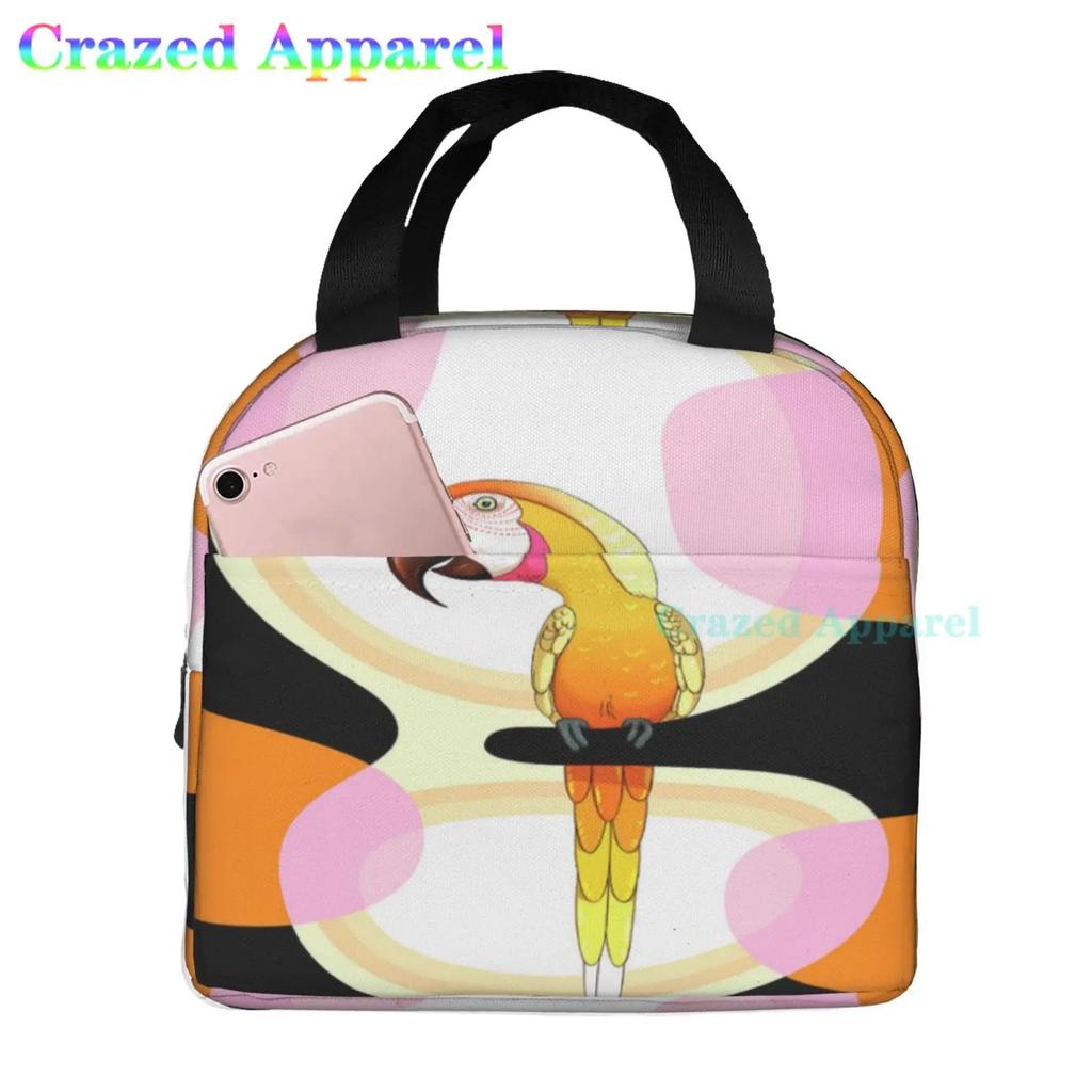 Окрашенные попугаи птицы сливовое дерево ткань Оксфорд сумка для обеда сумка-тоут ланч-бокс многоразовый органайзер сумка для унисекс рыбалка пикник