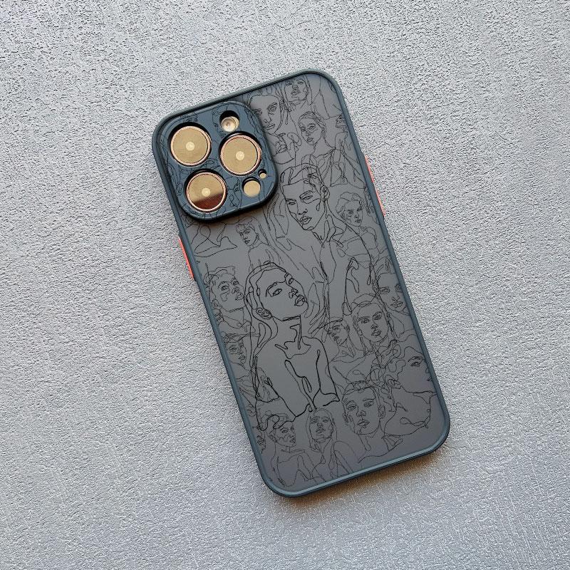 Абстрактная Геометрическая Арт Линия Лицо Чехол для Телефона для IPhone 15 14 Pro Max Plus 13 12 11 Pro Max Mini 7 8 Plus X XS XR Ударопрочный Чехол