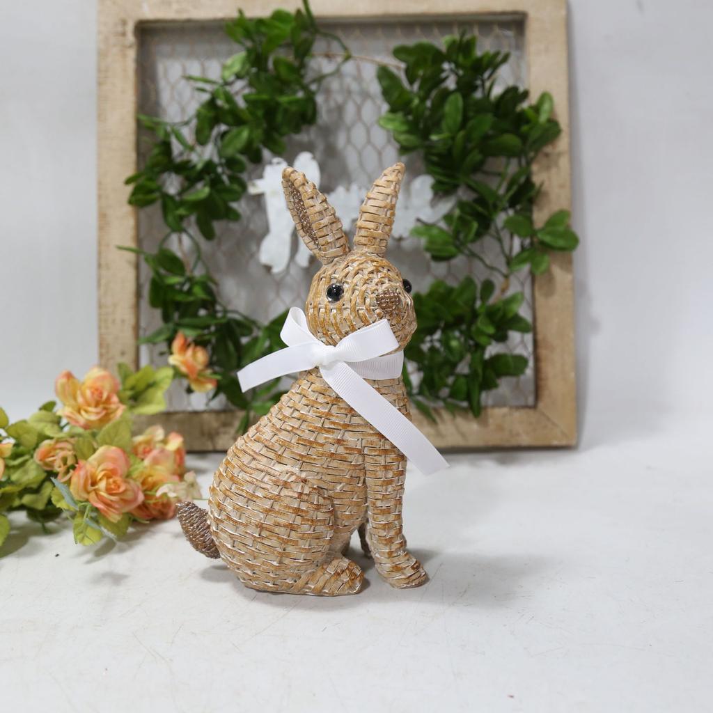 Bow Tie Easter Home Rabbit Ornament European Courtyard Resin Decorative Ornament Garden Rabbit Holiday Decoration