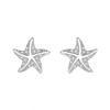 Белые серьги-пусеты с муассанитами в виде морских звезд, круглый огранки, серьги из стерлингового серебра 925 пробы