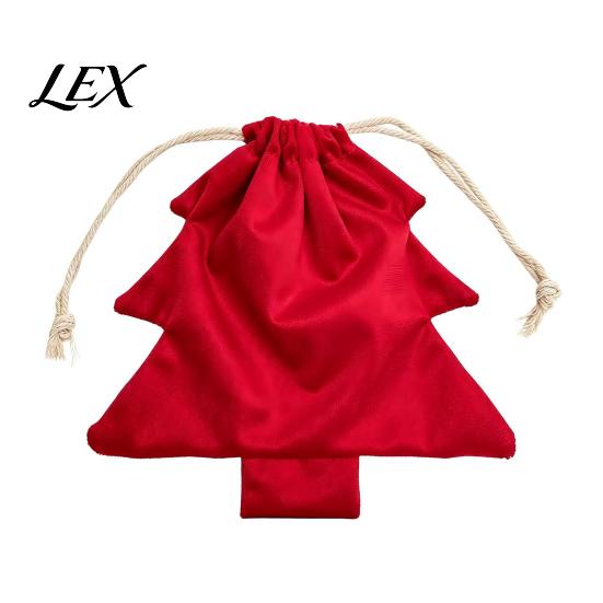 Soft Fabric Present Holders Christmas Tree Drawstring Presents Bag, Reusable Plush Wrapping Pouch, Ornaments Shaped Holiday Favors Bag for Candy,
