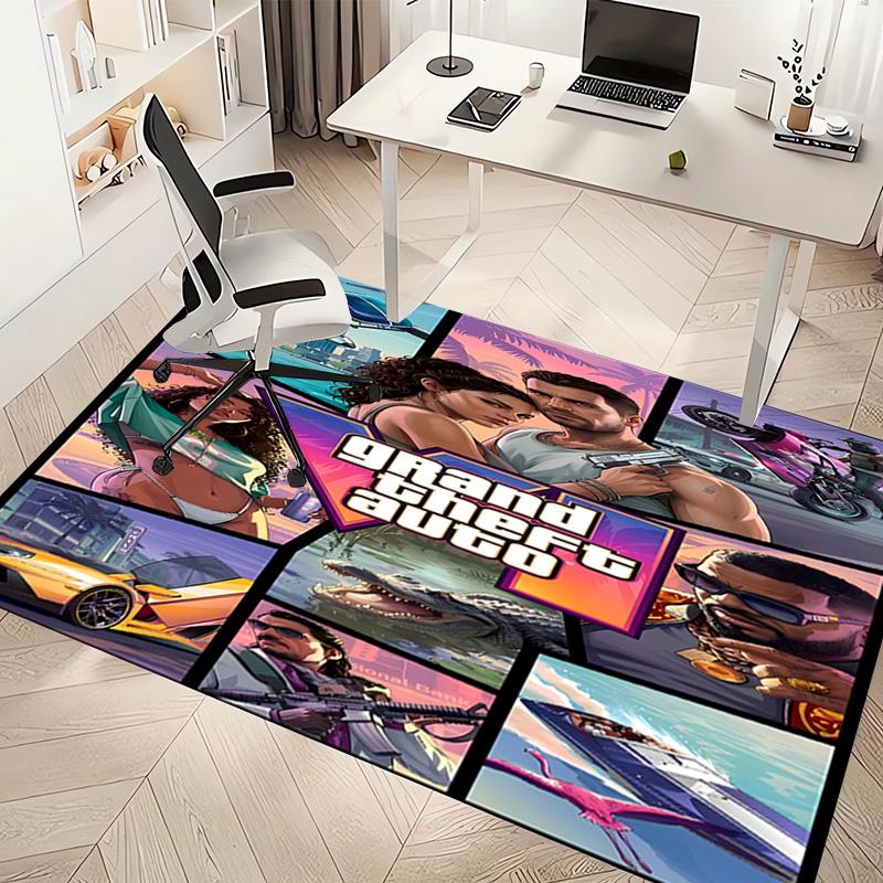 1pc Game Grand Theft Auto Print Area Rug - Soft, Washable Non-Slip Indoor Mat, Living Room, Home Office Decorative Rug,Office Decorative