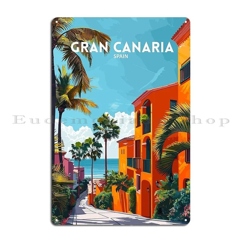 Maspalomas Gran Canaria Espaa Spain Landmarks Skyline Retro Travel Metal Plaque Party Club Classic Character Tin Sign Poster