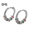 1 Pair Women Huggie Earrings Polished Colorful Flower Cubic Zirconia Small Ear Hoop Lightweight Metal Ear Jewelry for Daily Wear Dating Party